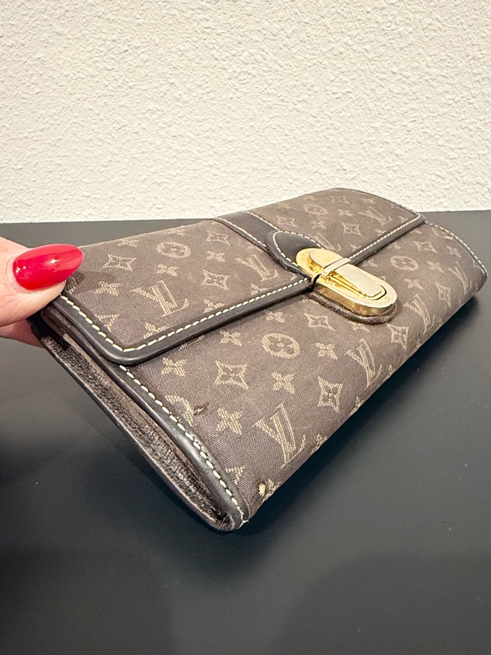 🤎 Louis Vuitton Monogram Idylle Sarah Canvas Clutch Long Wallet with Chain - Picture 7 of 16